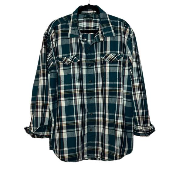 G.H. BASS & CO.  Button Down Shirt Men's Size XXL 100% Cotton Plaid Green - Picture 3 of 15
